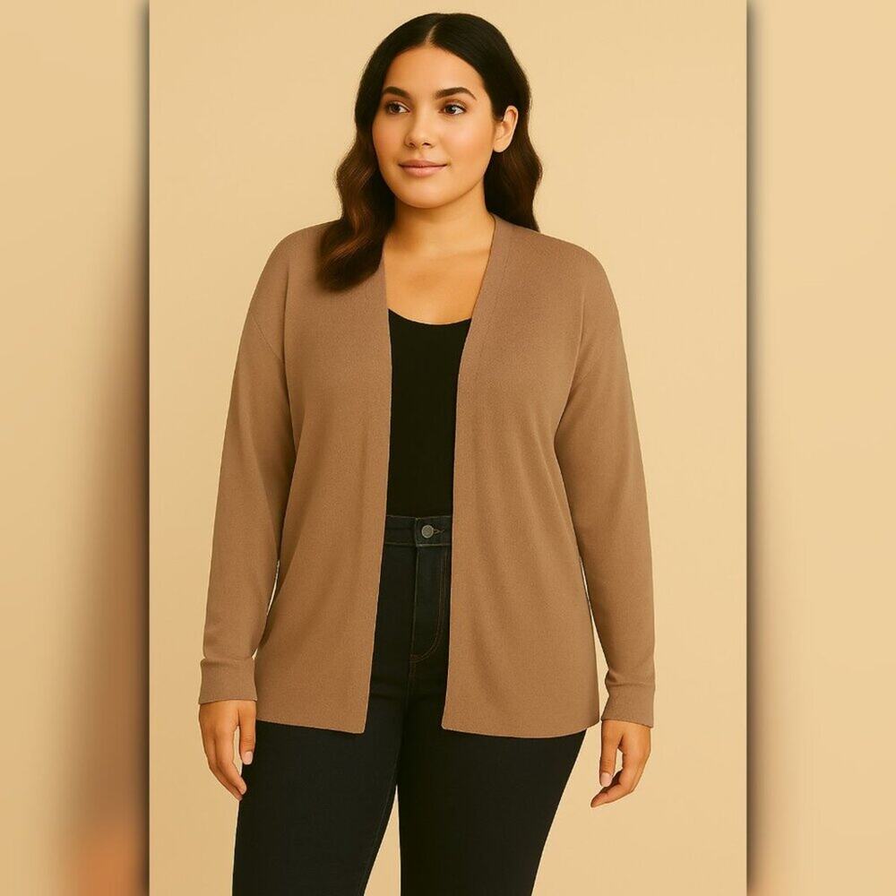 A215-A • Lightweight Folded Cuff Open Front Cardigan